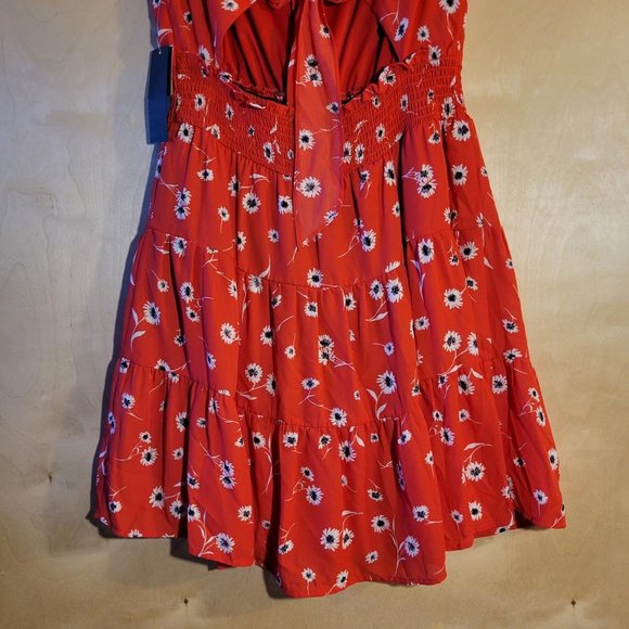 City Studio Coral Pink Floral Tie Back Dress Women Size XL NWT - Picture 11 of 11